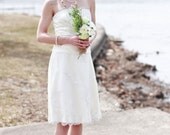 Short Wedding Dress, Lace Wedding Gown, Modest Prom Dress, Formal Gown w/ Doubled Gathered Bodice, Party Dress - CUSTOM MADE in any fabric