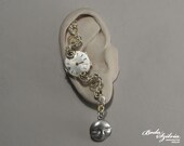 TIMELESS - silver and copper ear cuff with a moon charm