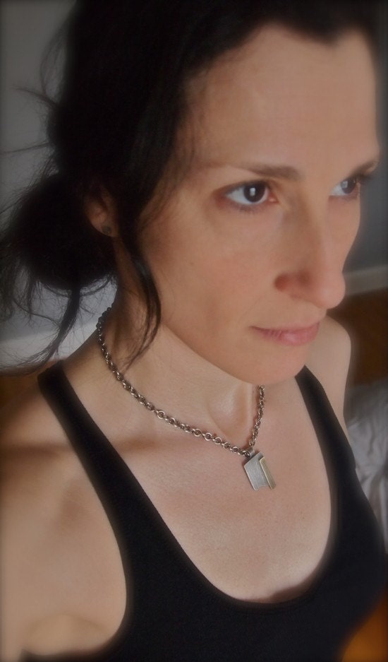 Funky, modern asymmetrical mixed metal woven chain choker