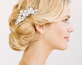 LILLIAN Rhinestone Floral Comb- bridal comb, veil comb, headpiece, wedding, flowers