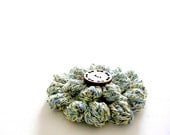 Flower Crochet Brooch Pastel Color Brooch Coconut Button