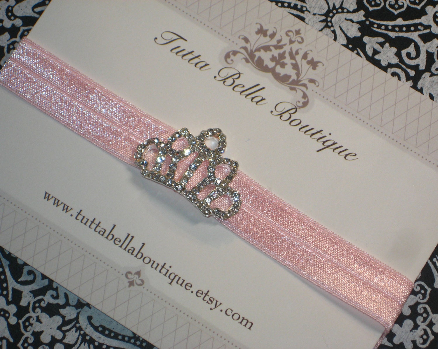 Silver Jeweled Crown Headband - Rhinestone Crown on Pink Headband, Tiara Headband, Baby Headband, Toddler headband, Newborn Headband