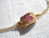 Pink druzy bracelet - pink druzy - gold bracelet - pink bracelet - D R U Z Y