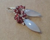 grade aa rasberry cluster // chalcedony w rubilite rondelle earrings