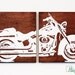 Motorcycle Garage Wall Art - Harley Davidson on Dark Woodgrain - Garage Art