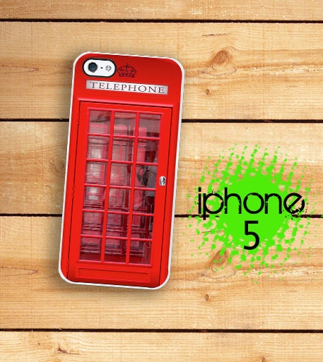 iPhone 5 Case UK Phone Booth Hard Case / Hard Case For iPhone 5 British Phone Box. Plastic or Rubber Trim