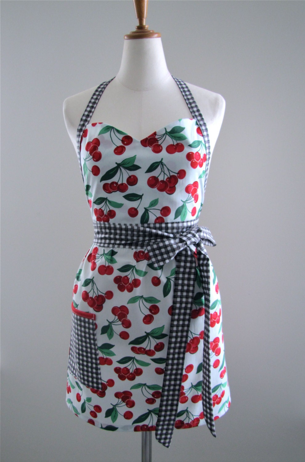 Shabby Chic Apron Sweetheart in Cherry on Top