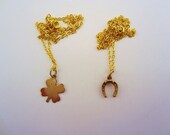 Lucky charm necklaces, best friend jewelry. Friendship necklaces gift set. Upcycled charms from Coro bracelet, set of two.
