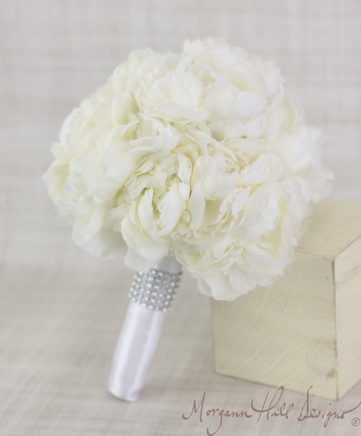 Silk Bride Bouquet Cream Peony Peonies Rustic Chic Garden Wedding (Item Number 130086)