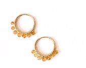 Sunny citrine 14K gold endless hoop earrings- small wire wrapped golden yellow birthstone hoop earrings- minimalist- sun- spring- Maia