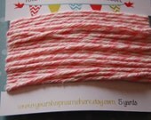 12 Yards pink and white striped cozy string for packaging gift wrapping - supply supplies cute soft yarn clearance sale