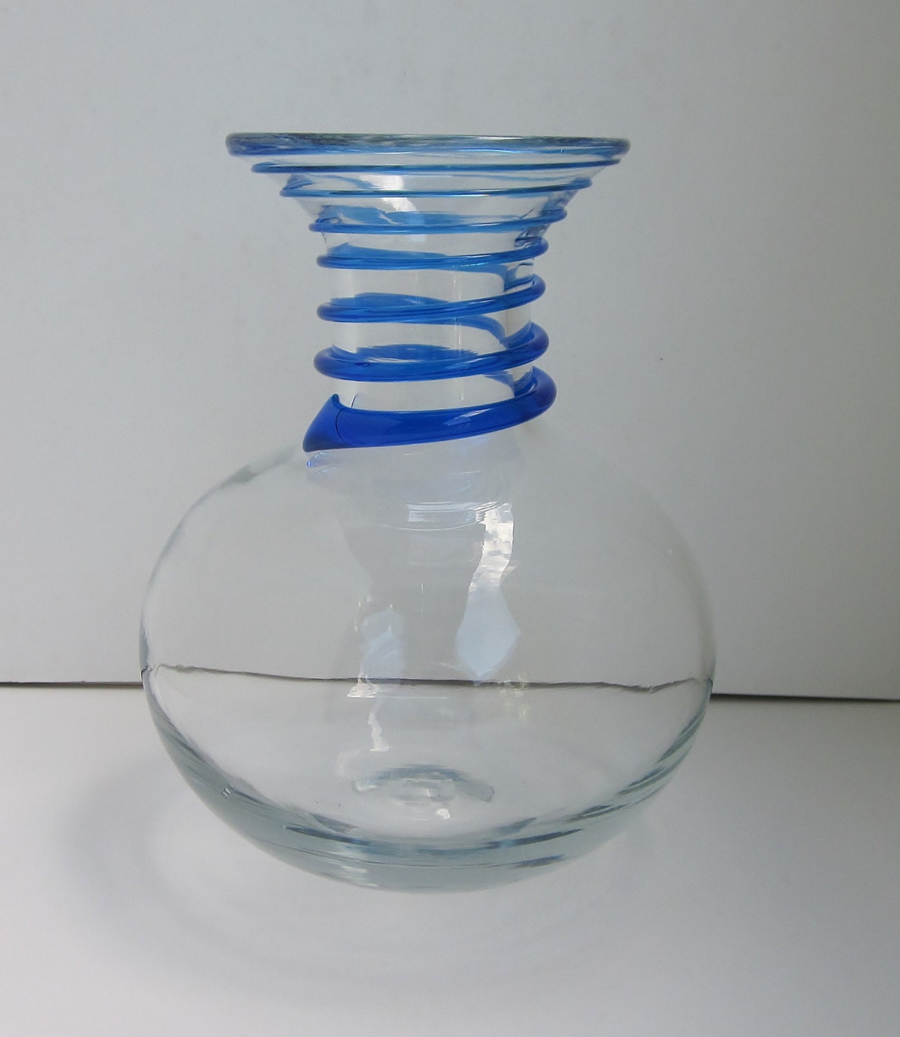 Vintage BLENKO GLASS Vase 8318 with Applied Sprial Swirl in Cobalt
