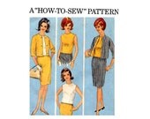 Easy Vintage 1960s Pencil Skirt Suit and Blouse Sewing Pattern Simplicity 5274  'How To Sew' Bust 32