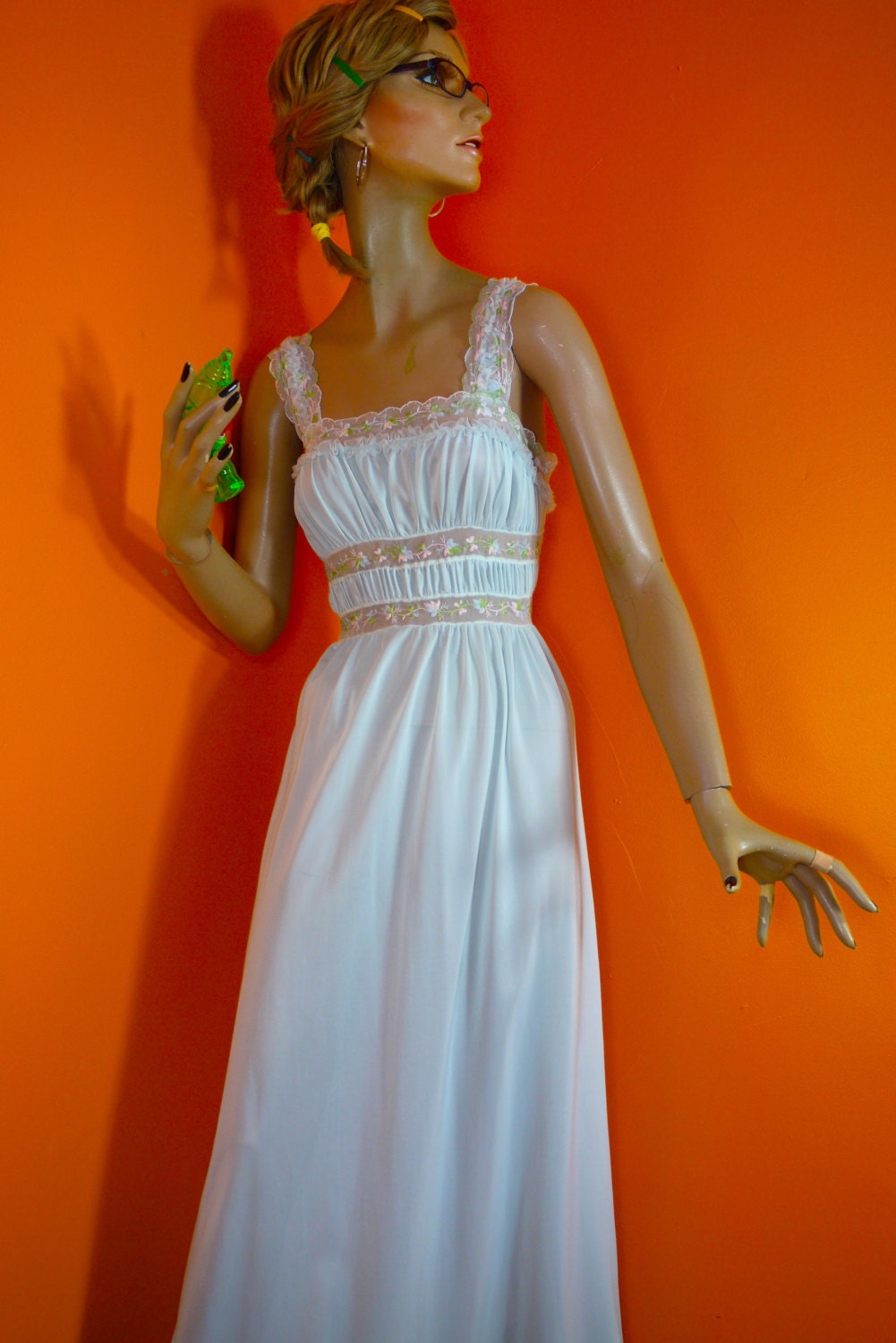 50s Goddess Negligee / Goddess Silhouette Nightgown by Gotham (s-m)