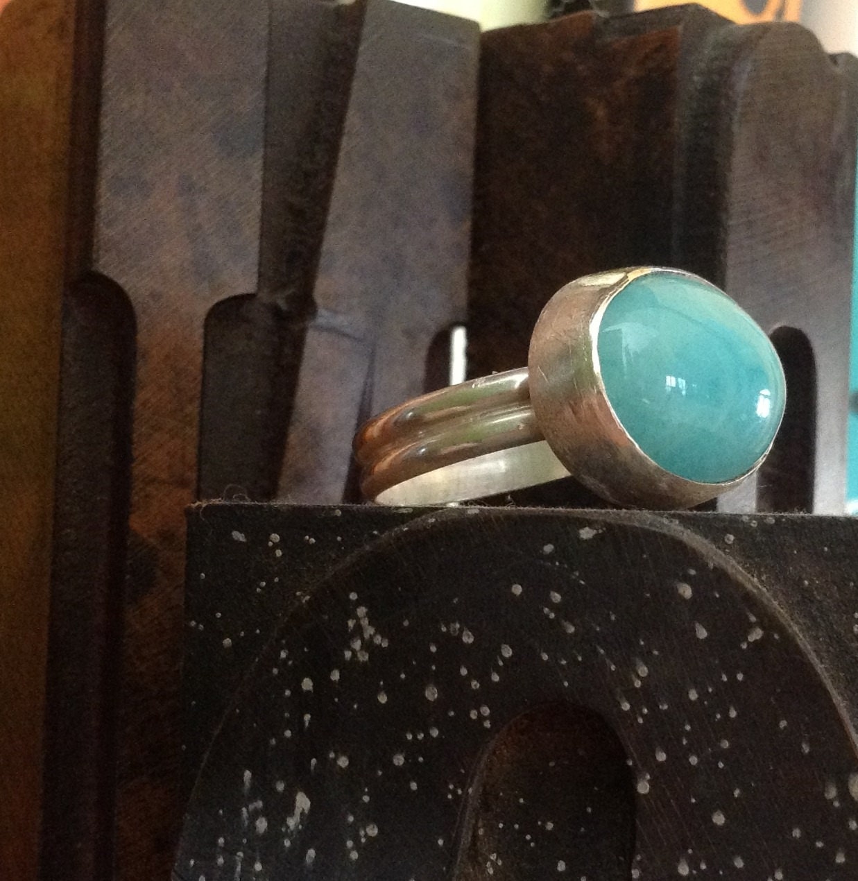 Artisan Amazonite Ring set in Sterling Silver