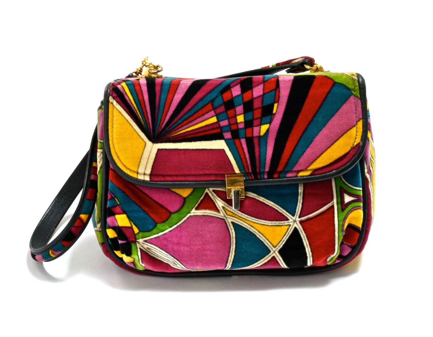 60s PUCCI Velvet Handbag - MOD - Rainbow - PSYCHEDELIC - Classic