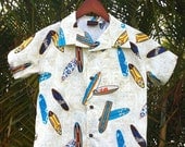 Boys Handmade Hawaiian Aloha Shirt Tan Surfboards 6mo to 9/10