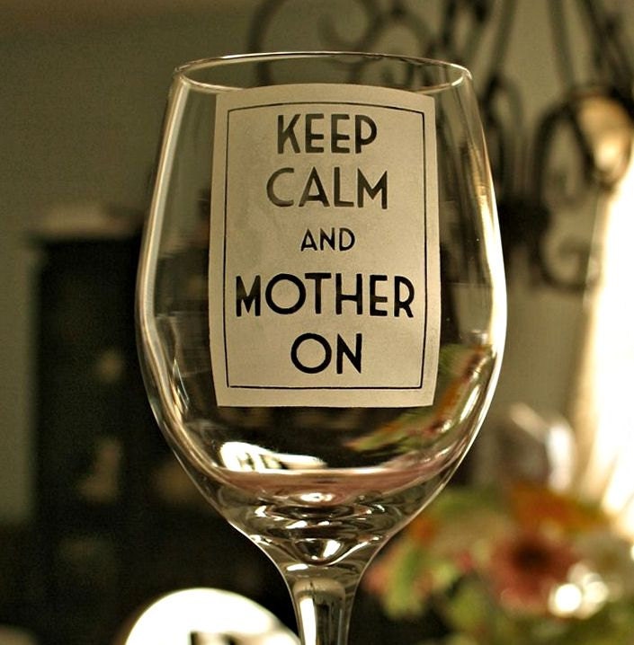 Etched Wine Glass, Big 20 oz Keep Calm and Mother On - Vino, Gift for Mom,Grandma Gift, Gift for Her, Mothers Day