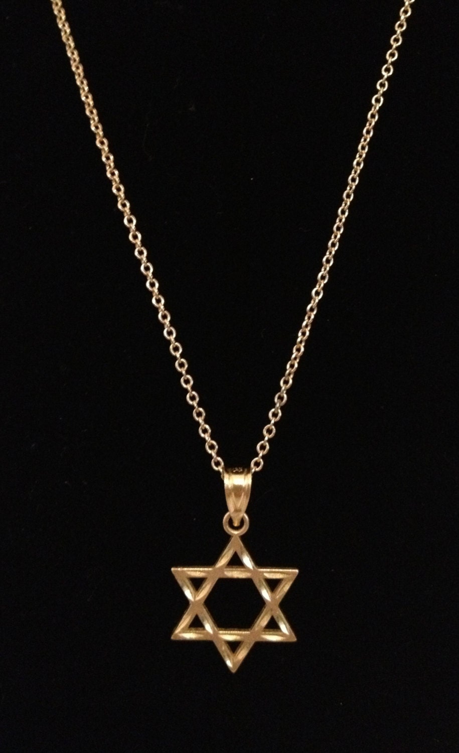 SALE...  Beautiful LUCKY 14k Diamond Cut Gold Star of David Pendant/ Charm