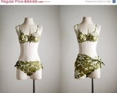25% OFF SALE 60s bikini / 1960s three piece swimsuit / Miss Hawaii bikini