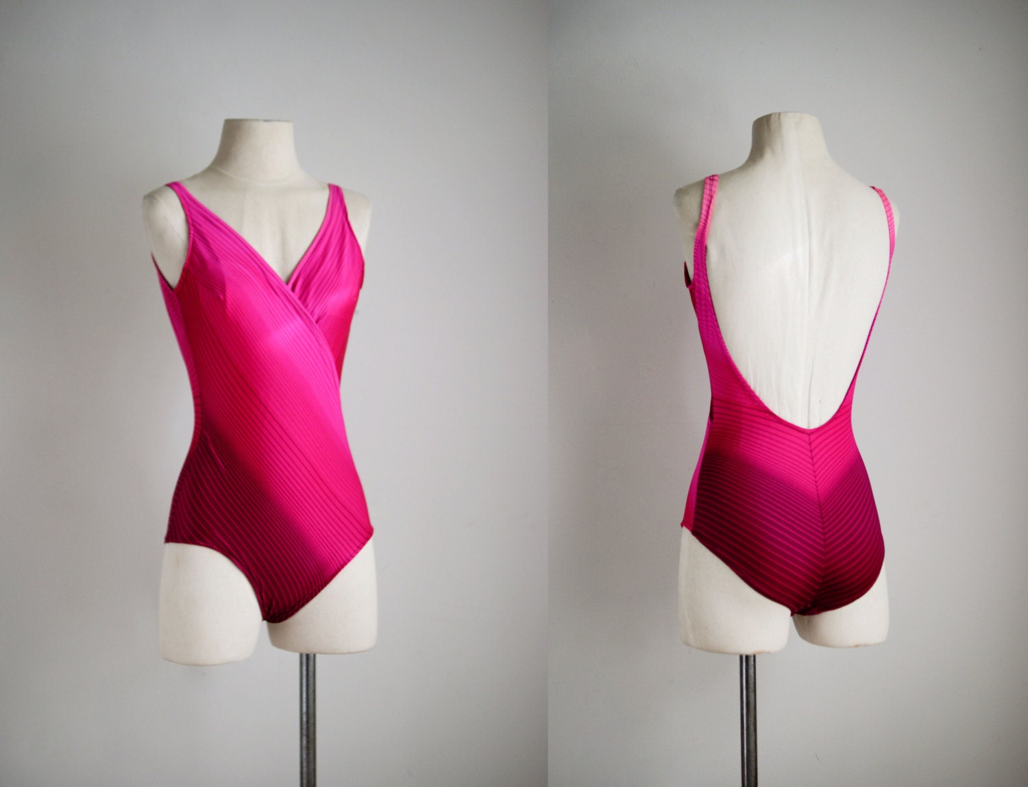 70s swimsuit / 1970s ombre one-piece / Berry Sorbet swimsuit