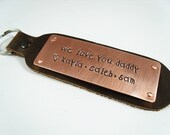 SALE -Leather and Copper Dad Key Chain - Fathers Day - Personalized Kids Names - Gifts for Men - Gifts for Dad- Fathers Day - Gifts for Dad