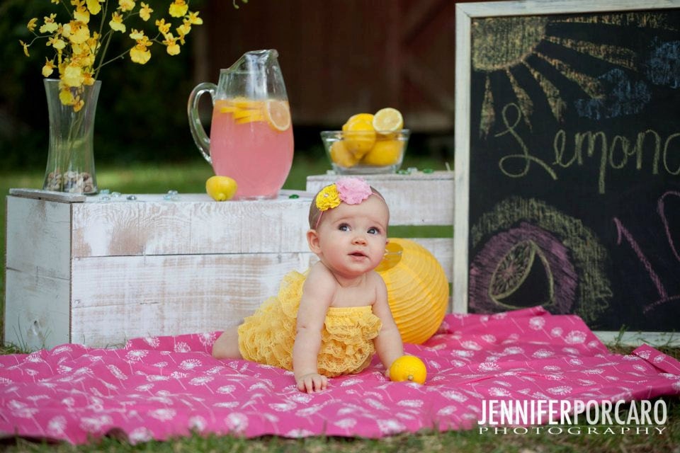 Chicaboo Yellow Bubble lace petti romper / ruffles bloomer..Size 6-22 months