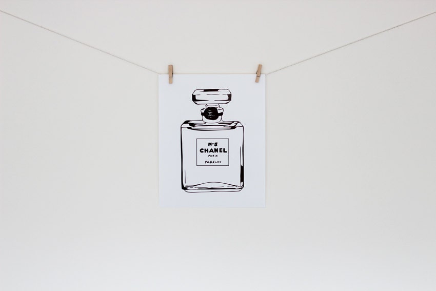 Chanel No.5 Illustration Black & White Fashion Print