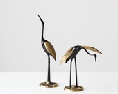 Vintage Modern Brass Crane Figurines / set of 2