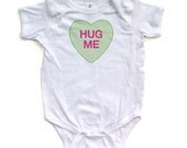 Hug Me - Candy Heart - Valentine's - White or Light Yellow Short Sleeve Baby Bodysuit - 0405-4400