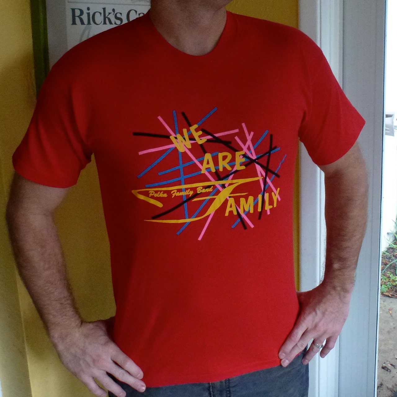 We Are Family Polka Band vintage red 1980s tee shirt
