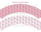 Printable Valentines Hearts Cupcake Wrappers