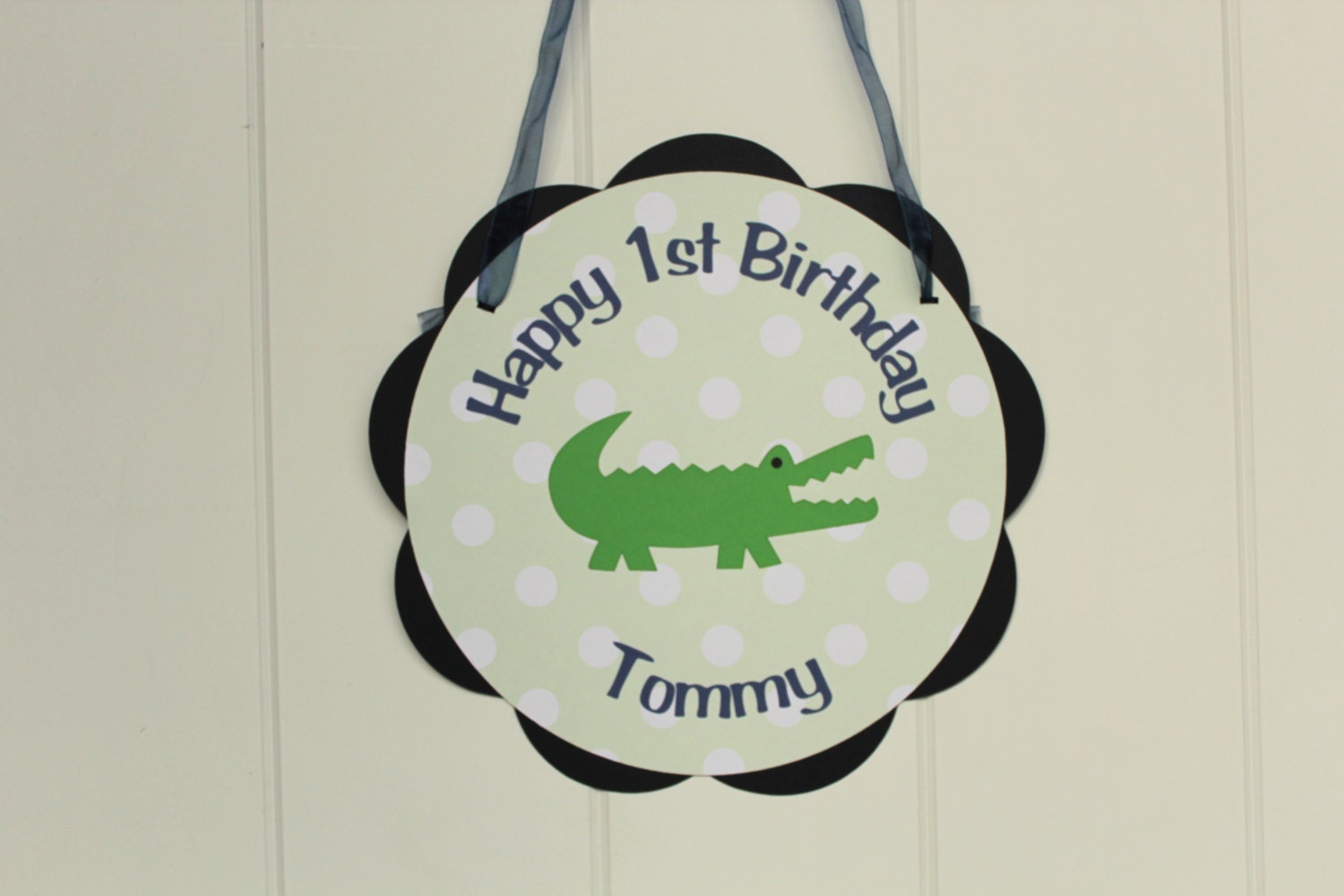 Alligator Birthday Party Door Sign - Alligator Theme Happy Birthday Party Decorations in Navy Blue & Green Il_170x135