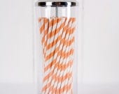 Paper Straws - Made in the USA - Orange and White Striped - 25 Drinking Straws Il_170x135