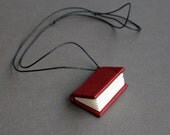 Cranberry - miniature book necklace