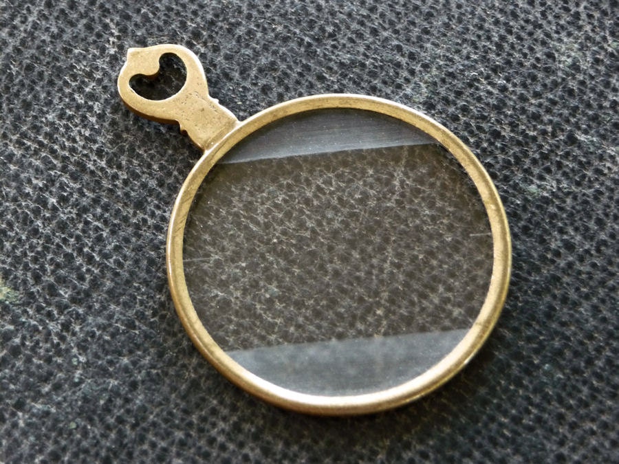 Brass Antique Optical Lens Monocle Steampunk Altered Art Pendant Assemblage Shrine Scrapbooking