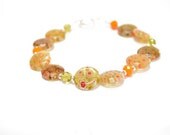 Olive Bracelet, Moss Green, Orange Tangerine Pumpkin, Martini Woodland Fall Fashion, Gift Under 20 Garden Forest