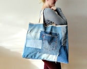 Ooak Large Denim Tote Bag No.3