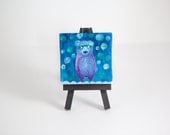 Colorful Bear Totem, Miniature Painting,  Whimsical Small Art, Children's Animal Character, Blue - Original Mini Painting by Kimberly Kling
