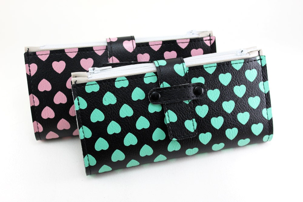 Black'n'Mint Hearted Lady Wallet - Nothin says I Love You like a whodini Wallet