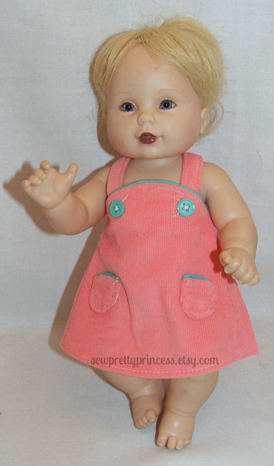Pink corduroy jumper fits 12-13 inch baby dolls