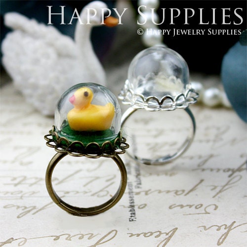 2.2 Per Set - 5 sets 15mm Small Half Globe Glass Bottle With Double Lace Ring (GHS01) - Big Sale