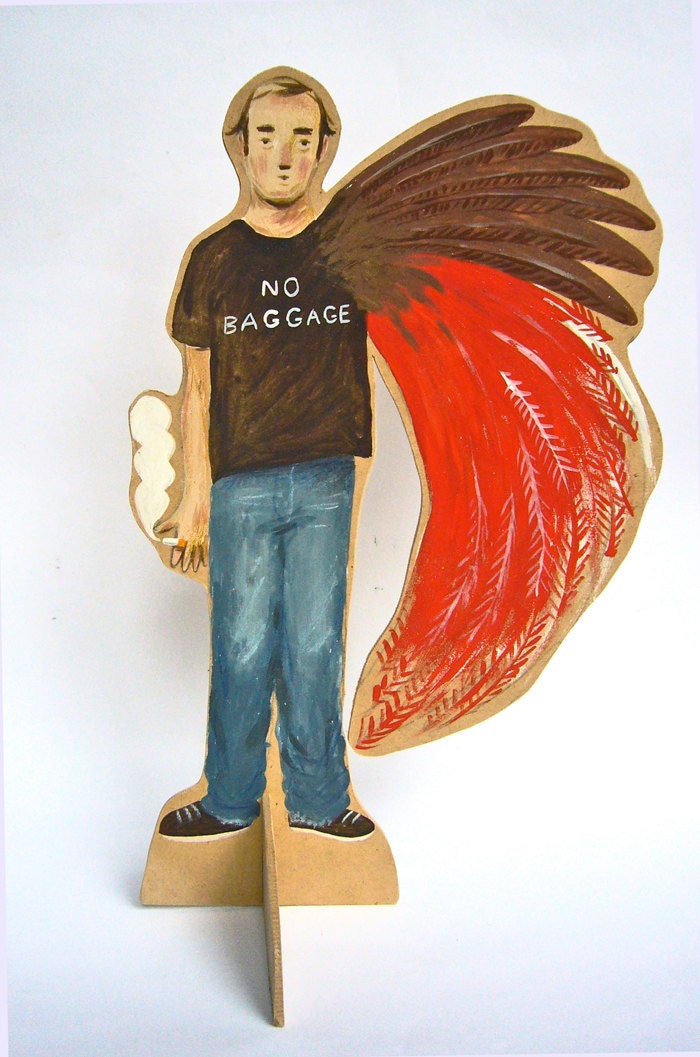 Hand painted wooden sculpture - Bird of Paradise No 1
