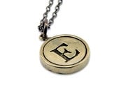 Letter E Charm Necklace - White Bronze Initial Typewriter Key Charm Necklace - Gwen Delicious Jewelry Design