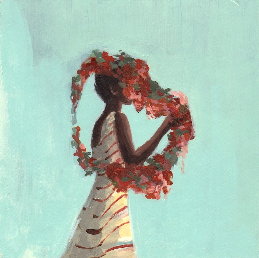 Rose Queen . extra large giclee art print poster of acrylic painting