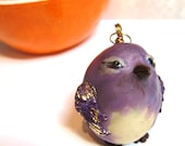Purple Chickadee Bird Ornament Egg Art