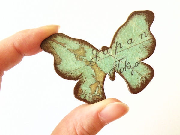 Wooden Butterfly Brooch - JAPAN - OOAK