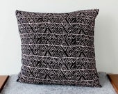 Hand Printed Organic 'Geo' Pillow Cover in Pale Pink on Black