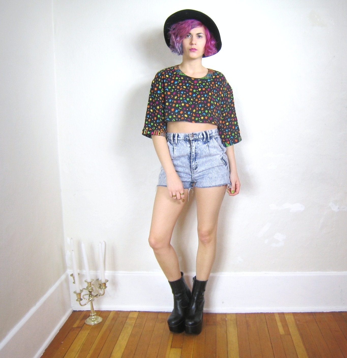 S A L E Moon Suns and Polka Dots Crop Top (M/L)