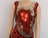 Chunky Freeform Crochet Vest  - Top - Tunic -Wearable Art - OOAK